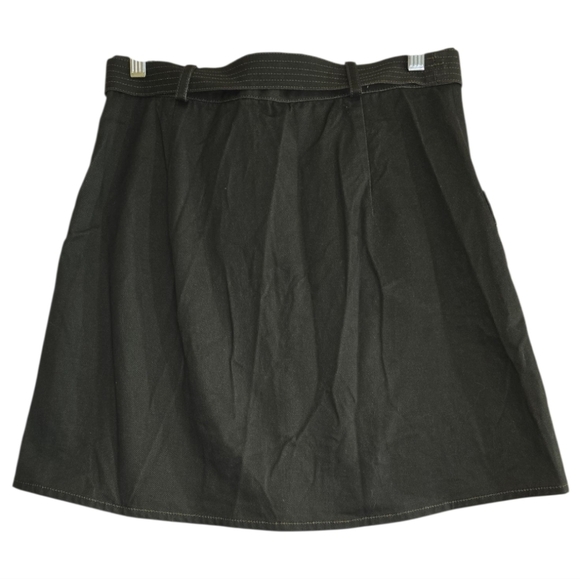 NWOT The Kit Belted Cargo Skirt In Slate Green Large Faux Wrap Side Zip A-line - Picture 7 of 10